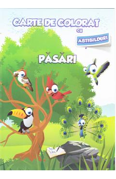 Pasari - Carte de colorat cu abtibilduri - ARS LIBRI