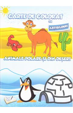 Animale polare si din desert - Carte de colorat cu abtibilduri