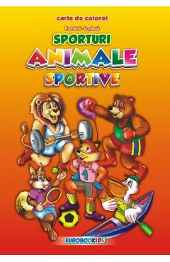 Animale sportive - Sporturi romana-engleza - Carte de colorat