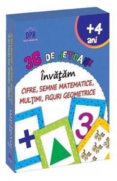 36 de jetoane - Invatam cifre, semne matematice, multimi, figuri geometrice (4 Ani+)